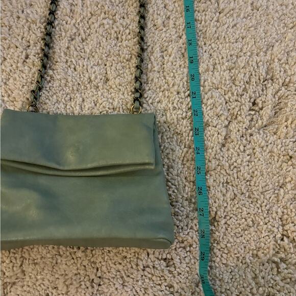By Anthropologie Blue Green Chain Strap Magnetic Closure Crossbody Clutch Bag - Picture 9 of 9